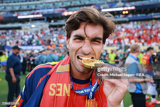 Ferran Torres of Spain celebrates with his medal after the team’s victory following during the FIFA World Cup 2026 Final match between Spain and...