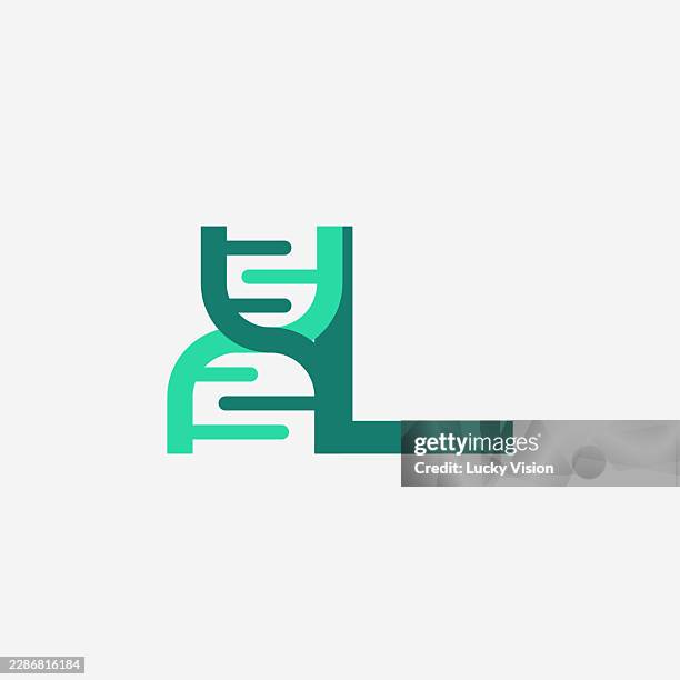 l initial dna helix logo template stock illustration, gen science symbol - bio tech logo stock illustrations