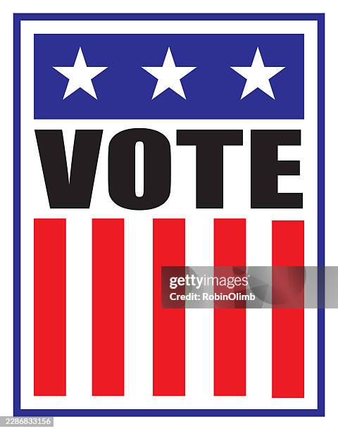 vote flag placard - voting sticker stock illustrations