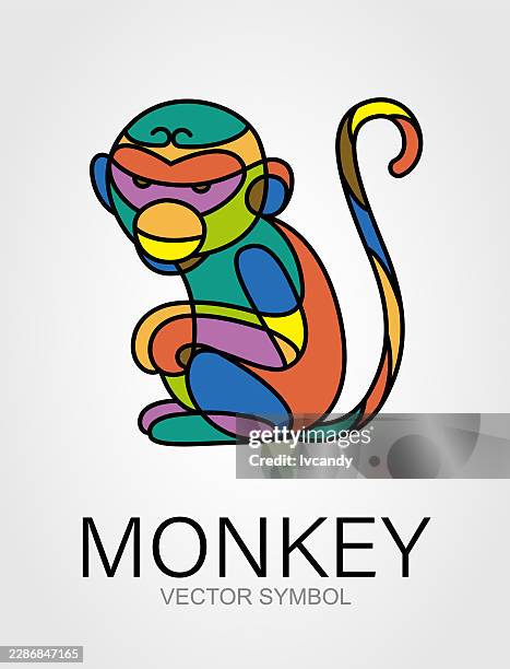 monkey symbol design - capuchin monkey stock illustrations
