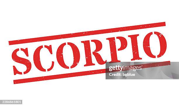 scorpio - red rubber stamp on blank background - scorpion vector stock illustrations