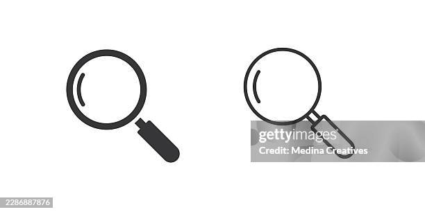 magnifying glass icons. glyph solid and line series icon. - checklist icon solid stock illustrations