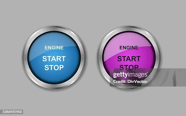 car engine start stop button - car start button stock illustrations