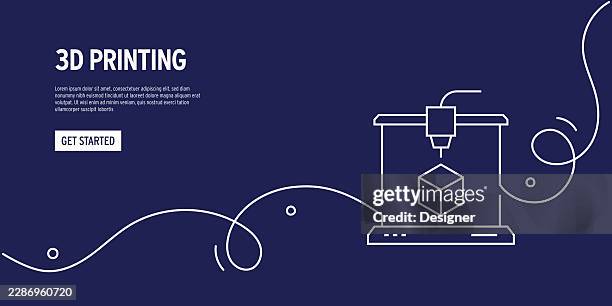 one continuous line drawing of 3d modelling icon. single line vector illustration - 3d printer stock illustrations