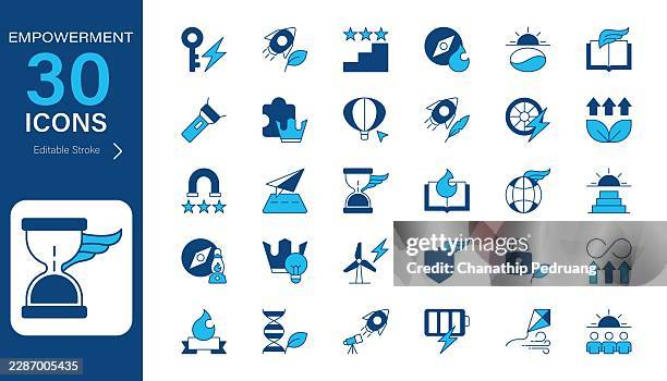 empowerment vector icon set. pixel perfect. editable stroke. stock illustration. icon symbol, confidence, decision, social, color - flexible learning stock illustrations