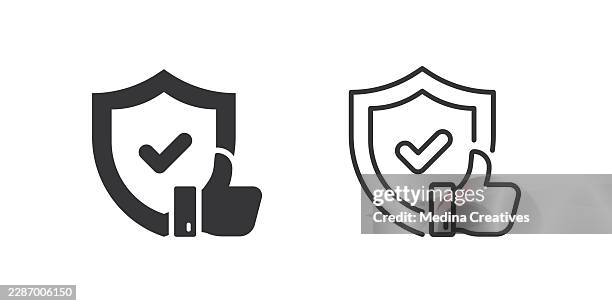 approved protection icons. glyph solid and line series icon. - checking mail stock illustrations