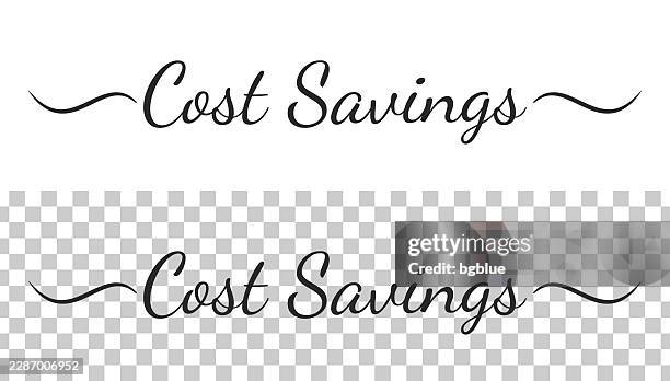 cost savings - calligraphy text with swashes on blank background - expensive pen stock illustrations