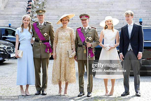 Princess Eléonore of Belgium, Prince Gabriel of Belgium, Queen Mathilde of Belgium, King Philippe of Belgium, Princess Elisabeth of Belgium and...