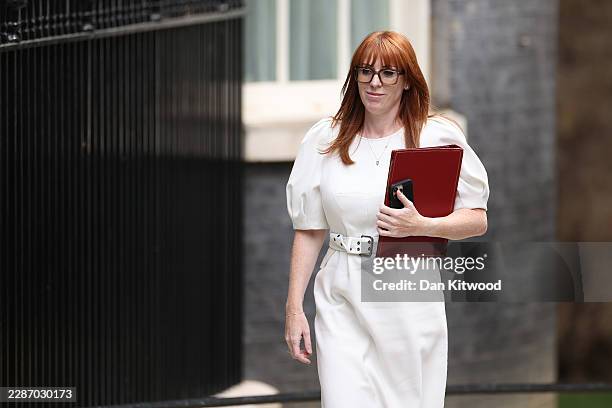Housing Secretary Angela Rayner arrives at 10 Downing Street for Prime Minister Andy Burnham's first cabinet meeting, on July 21, 2026 in London,...