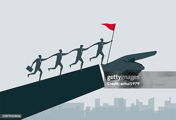 giant hand guidance and team peak - hand reaching forward stock illustrations