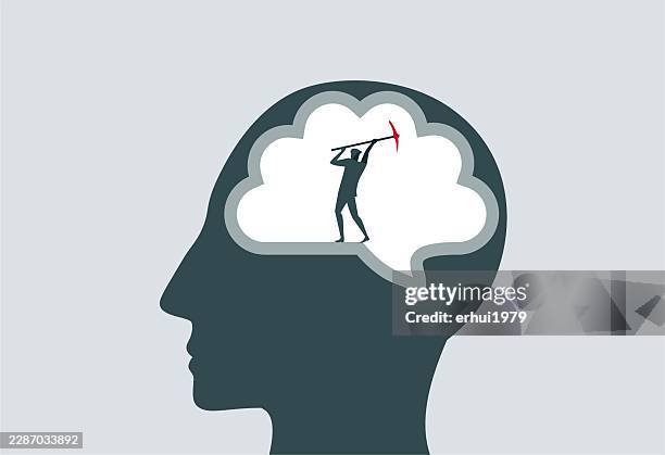 deep thinking and mining - deep thinking stock illustrations