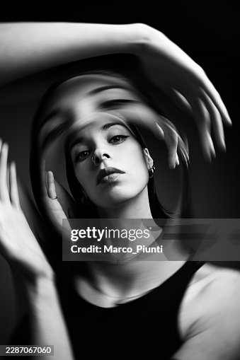 Conceptual Portrait Framed by Distorted Reflections and Motion Conceptual Portrait Framed by Distorted Reflections and Motion