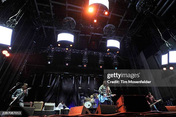 Chris Shiflett, Taylor Hawkins, Dave Grohl, and Pat Smear of Foo Fighters perform during Sasquatch! Music Festival at the Gorge Amphitheatre on May...