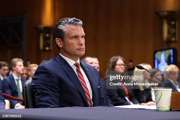 Secretary of War Pete Hegseth testifies during a Senate Appropriations Committee hearing in the Dirksen Senate Office Building on Capitol Hill on...