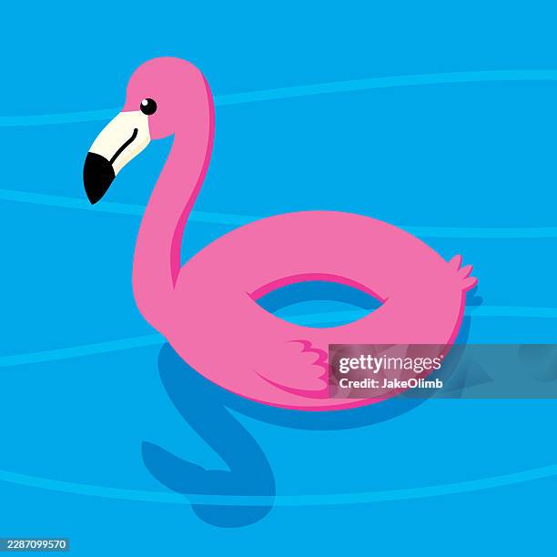 flamingo innertube - inflatable flamingo stock illustrations