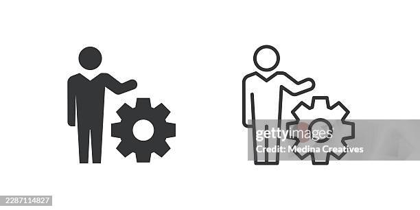 user management icons. glyph solid and line series icon. - arranging stock illustrations