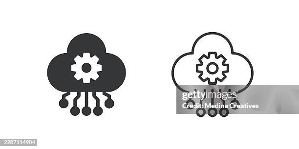 cloud computing settings icons. glyph solid and line series icon. - cloud security stock illustrations