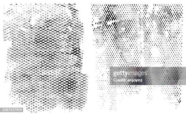 black and white distressed mesh textured patterns - sponge on white stock illustrations