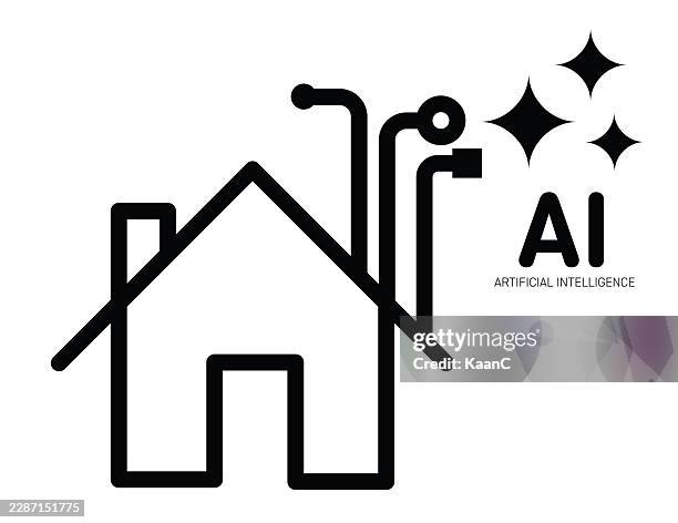 ai artificial intelligence smart home icon - studio apartment stock illustrations