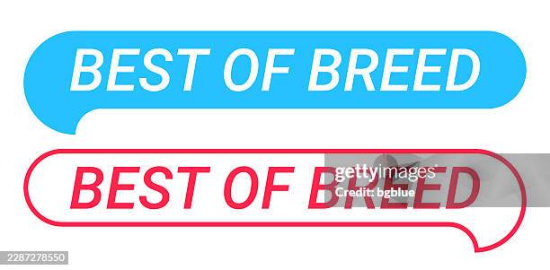 best of breed - blue and red speech bubble on white background - coupling device stock illustrations