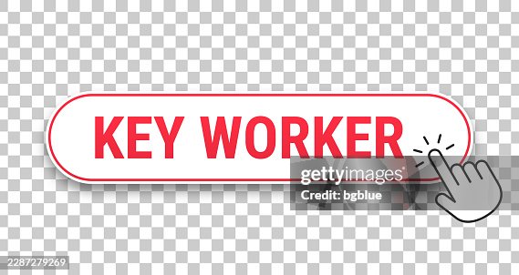 Key Worker - 3D click web button with hand cursor on blank background Key Worker - 3D click web button with hand cursor on blank background