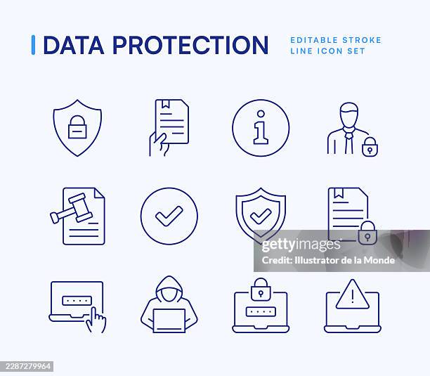 data protection icon set - gdpr stock illustrations