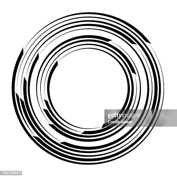 black concentric circular line design on a white background, featuring multiple thin rings with segmented gaps and a clean minimalist composition. - round table stock illustrations
