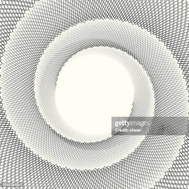 concentric circular bands of fine black linework surround a bright white center, creating a woven geometric pattern with a crisp, radial, monochrome appearance and subtle optical texture. - surface tension stock illustrations