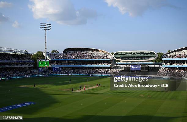 General view of play during The Hundred match between London Spirit Men and Manchester Super Giants Men at Lord's Cricket Ground on July 23, 2026 in...