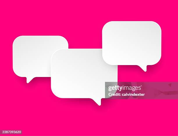 speech bubbles and thought balloons on neon colored background - text message bubble stock illustrations