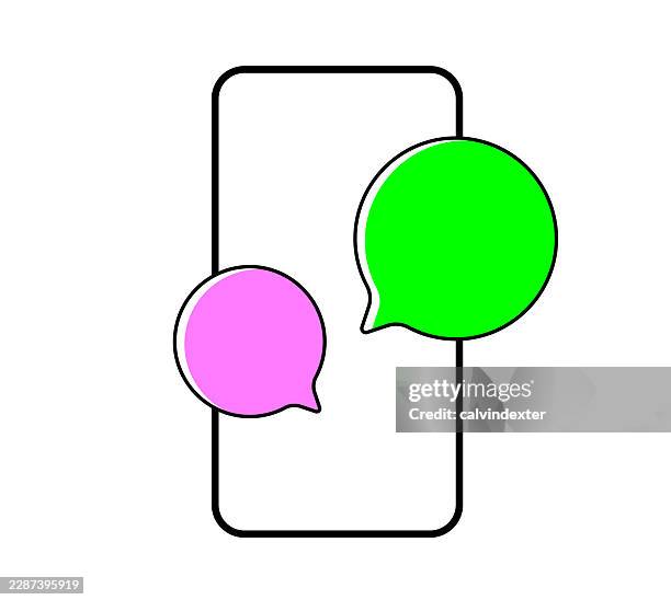 smart phone speech bubbles - iphone text message screen stock illustrations