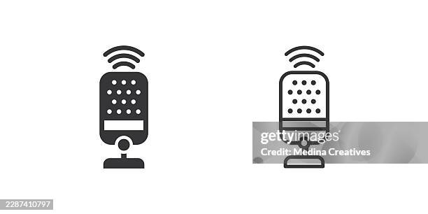 live studio microphone icons. glyph solid and line series icon. - singer isolated stock illustrations