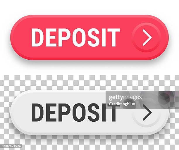 deposit - 3d click web buttons on blank background - down payment stock illustrations