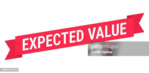 expected value - red banner on white background - better than expected stock illustrations