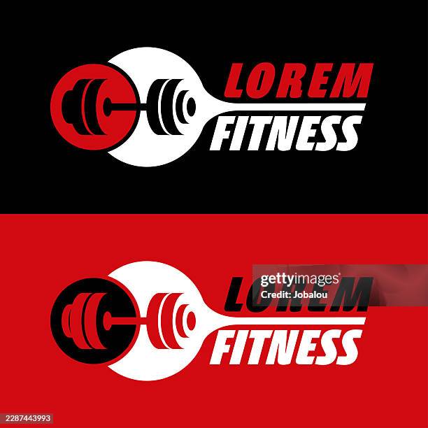 stylized dumbbell icon gym branding template - studio stock illustrations