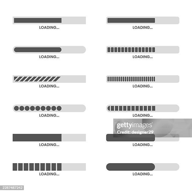 loading progress bar vector templates set in different geometric styles vector design - loading dock stock illustrations