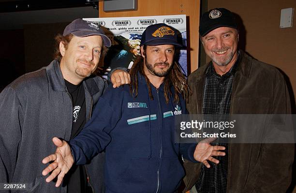 Director Stacy Peralta, pro-skater Tony Alva, and Executive Producer Jay Wilson at the New York premiere of the Sundance Award-winning film "Dogtown...