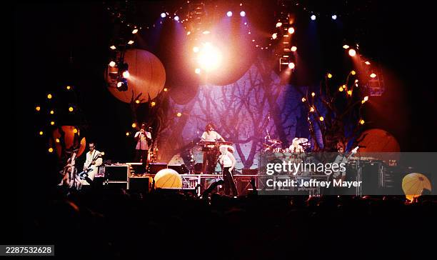 Tom Dumont, Stephen Bradley, Gwen Stefani, Adrian Young and Tony Kanal of No Doubt in concert at the ARCO Arena on April 15, 1997 in Sacramento,...