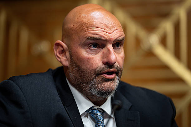 Senator John Fetterman, a Democrat from Pennsylvania, speaks during a Senate Homeland Security and Governmental Affairs Committee hearing in...