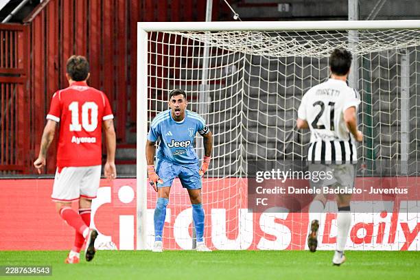 Mattia Perin of Juventus in action during the pre-season friendly match between Standard de Liege and Juventus at Stade Maurice Dufrasne on July 25,...