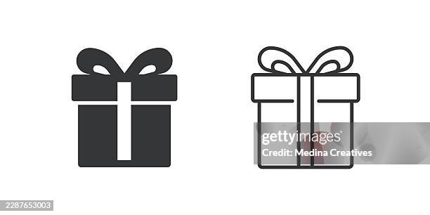 gift box icons. glyph solid and line series icon. - gift returns stock illustrations