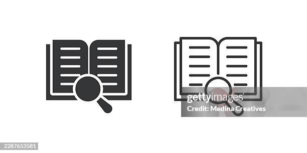 reading search icons. glyph solid and line series icon. - looking backwards stock illustrations