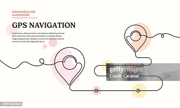 gps navigation continuous line illustration - location tracking stock illustrations