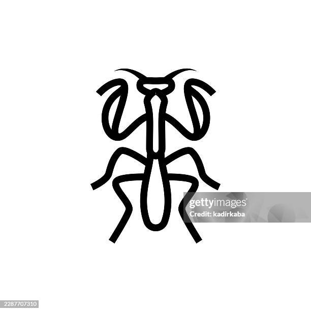 mantis line icon - cockroach stock illustrations