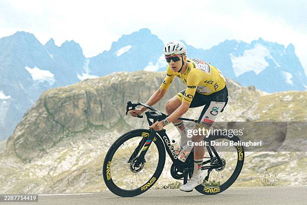 Tadej Pogacar of Slovenia and UAE Team Emirates - XRG - Yellow Leader Jersey competes climbing to the Col du Galibier during the 113th Tour de France...