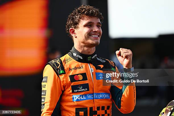 Race winner Lando Norris of Great Britain and McLaren celebrates in parc ferme during the F1 Grand Prix of Hungary at Hungaroring on July 26, 2026 in...