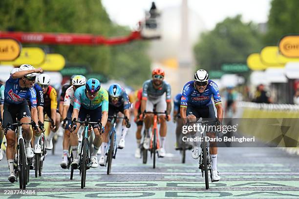 Mathieu van der Poel of Netherlands and Team Alpecin-Premier Tech reacts at finish line as stage winner during the 113th Tour de France 2026, Stage...