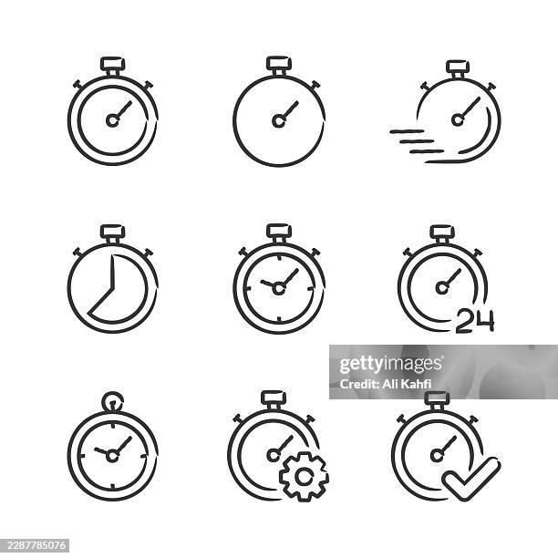 stopwatch doodle icons collection - watch collection stock illustrations