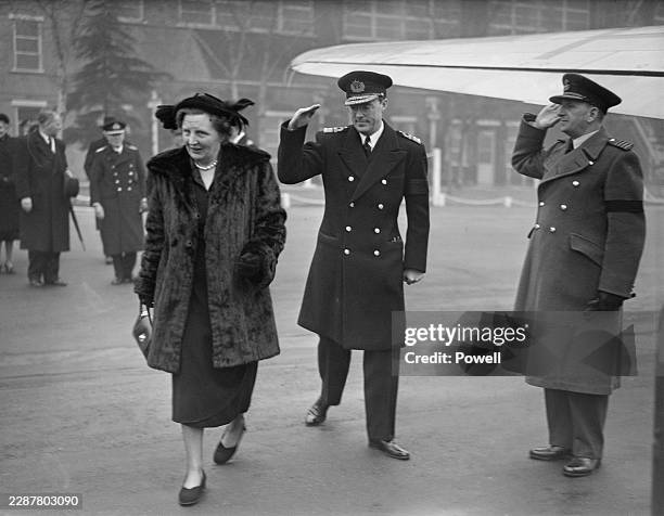 Queen Juliana and Prince Bernhard of the Netherlands at Northolt Airport, England, February 16th 1952. The royal couple had attended the funeral of...