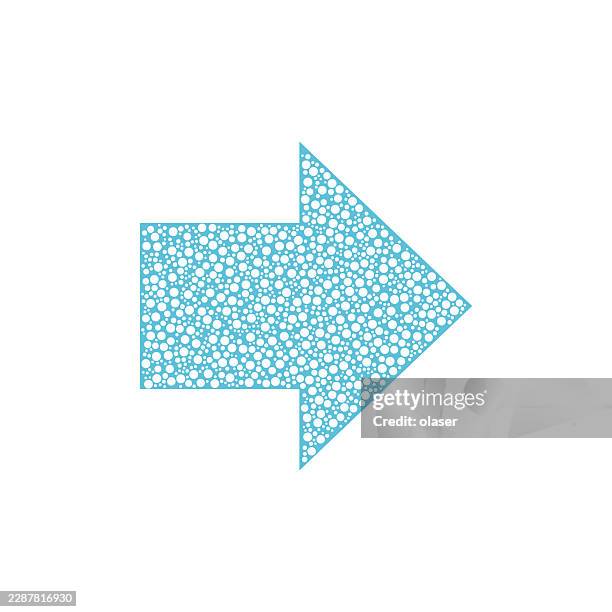 a light blue right-pointing arrow filled with a dense white bubble pattern sits centered on a plain white background. - next level stock illustrations
